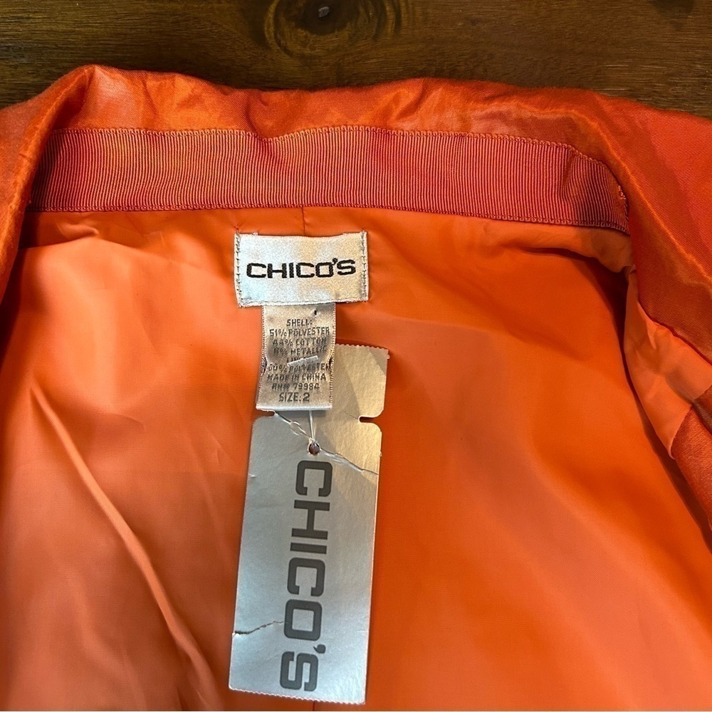 Chico’s Simple Sport Anna In Tiger Lily Orange Color Utility Style Jacket - Picture 14 of 16